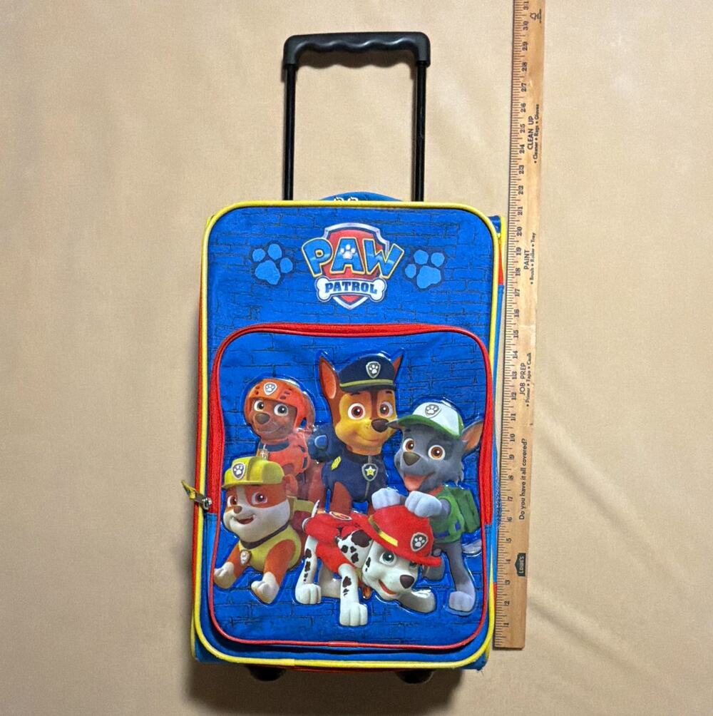 PAW Patrol Kids Rolling Suitcase Blue Polyester, Retractable Handle, 18" & Under